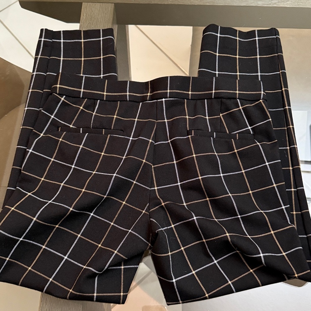 Amanda + Chelsea SZ 4 Black with Yellow & White Windowpane Print Ankle Trousers - Picture 11 of 13